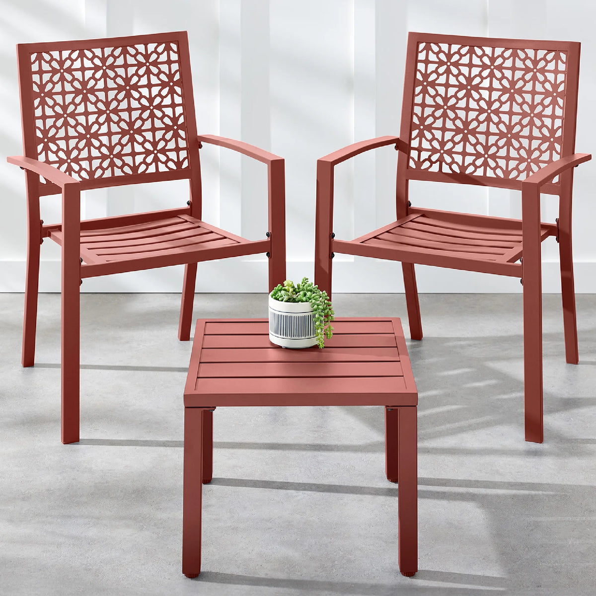 Best Choice Products 3-Piece Stackable Steel Outdoor Conversation Bistro Set, Patio Chat Furniture w/ 2 Chairs, Table- Black
