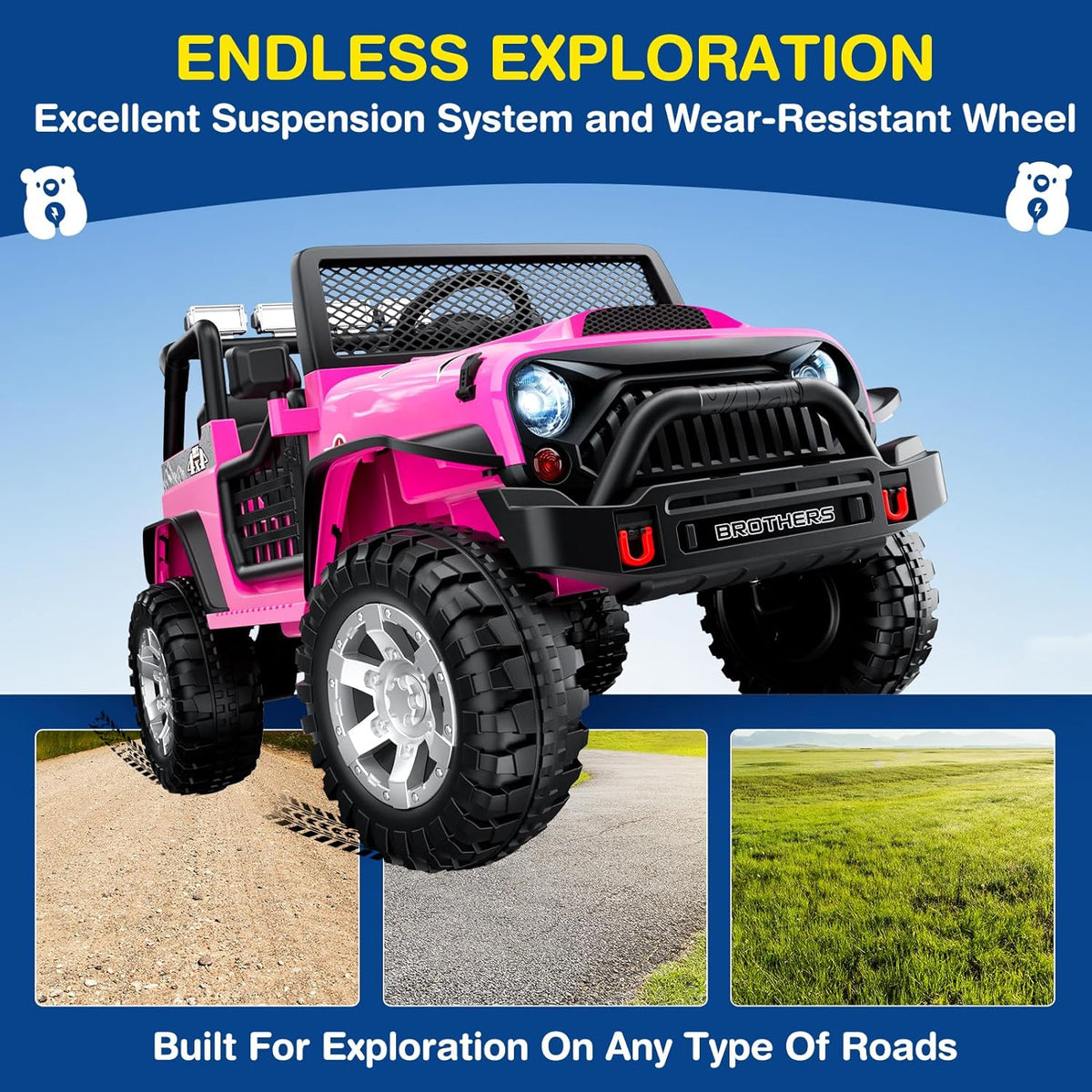 L8 Ride On Car 2 Seater 12V Kids Electric Car Remote Control 4-Wheel Suspension Bluetooth Speaker