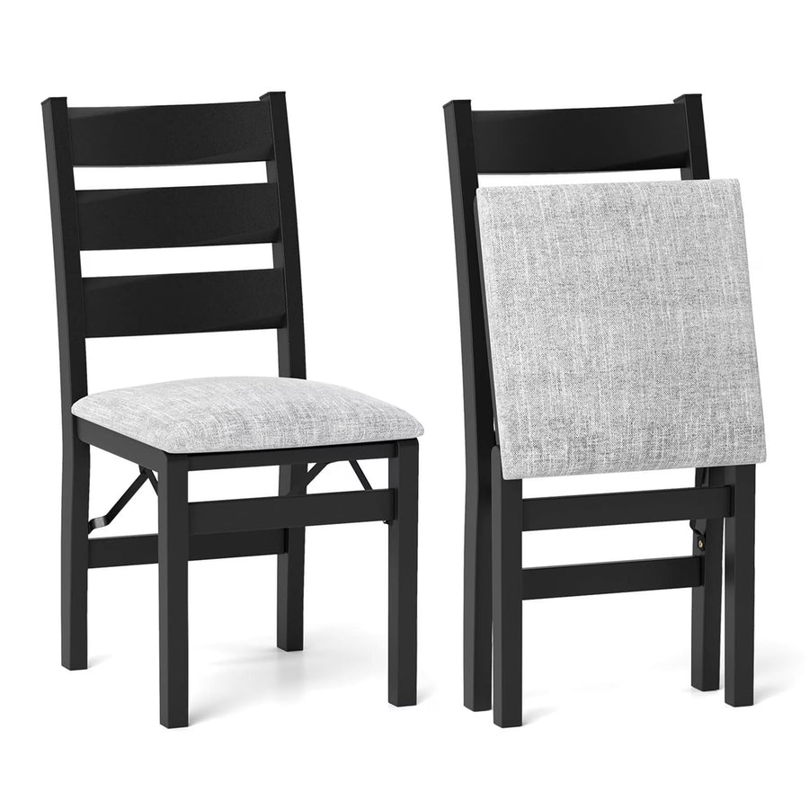 Costway Folding Chairs Set of 2 Modern Upholstered Chairs with Comfy Backrest & Padded Seat