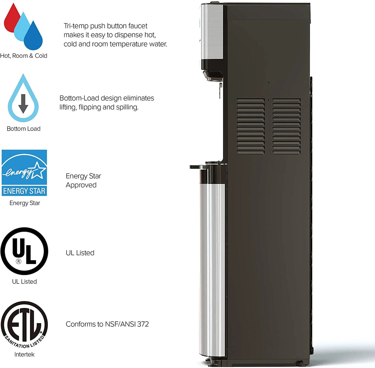 Brio Self Cleaning Bottom Loading Water Cooler Water Dispenser  3 Temperature Settings