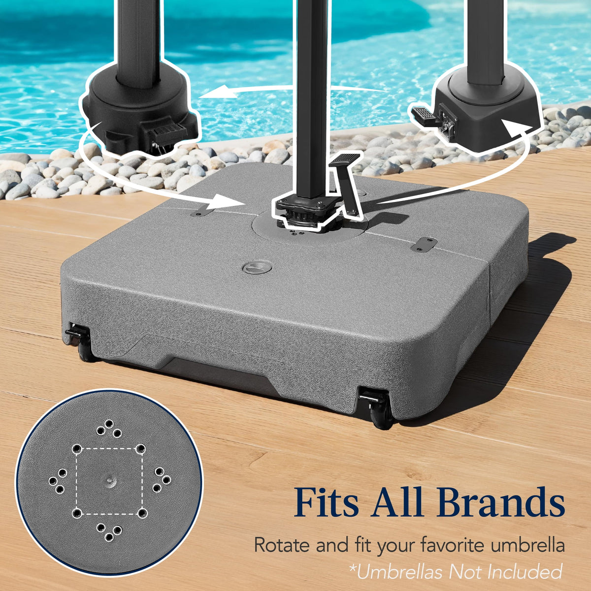 Best Choice Products Heavy-Duty Outdoor Cantilever Base Stand w/ Wheels, Locks, Fillable 330lb Capacity - Black