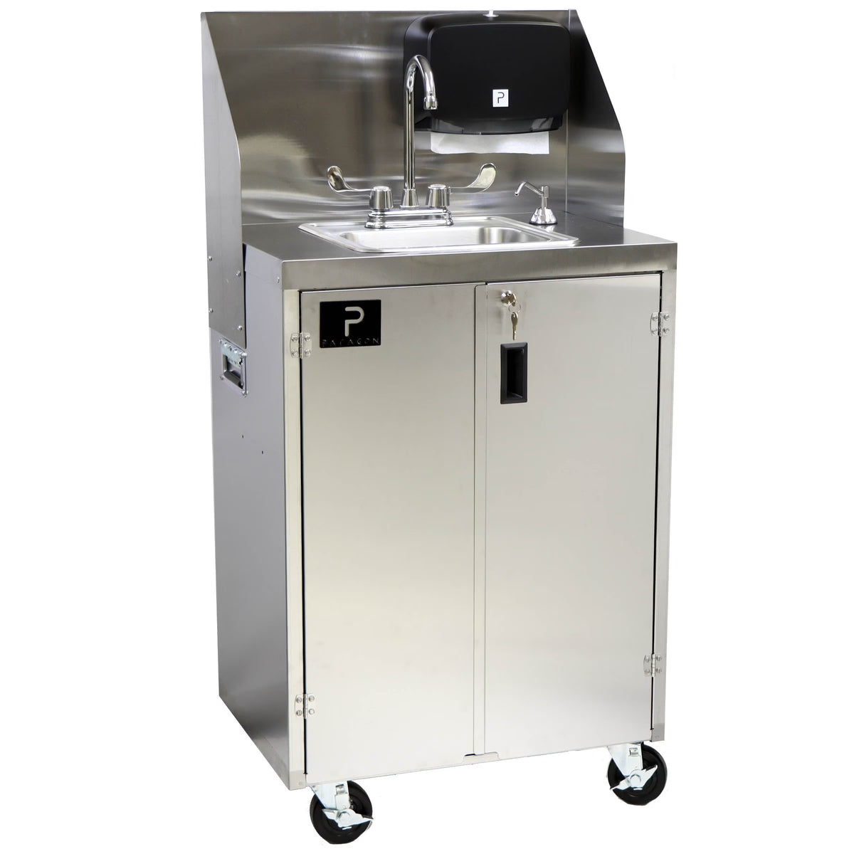 Electric Portable Sink, with Hot Water Heater and Pump - Movable Steel Hand Washing Sink