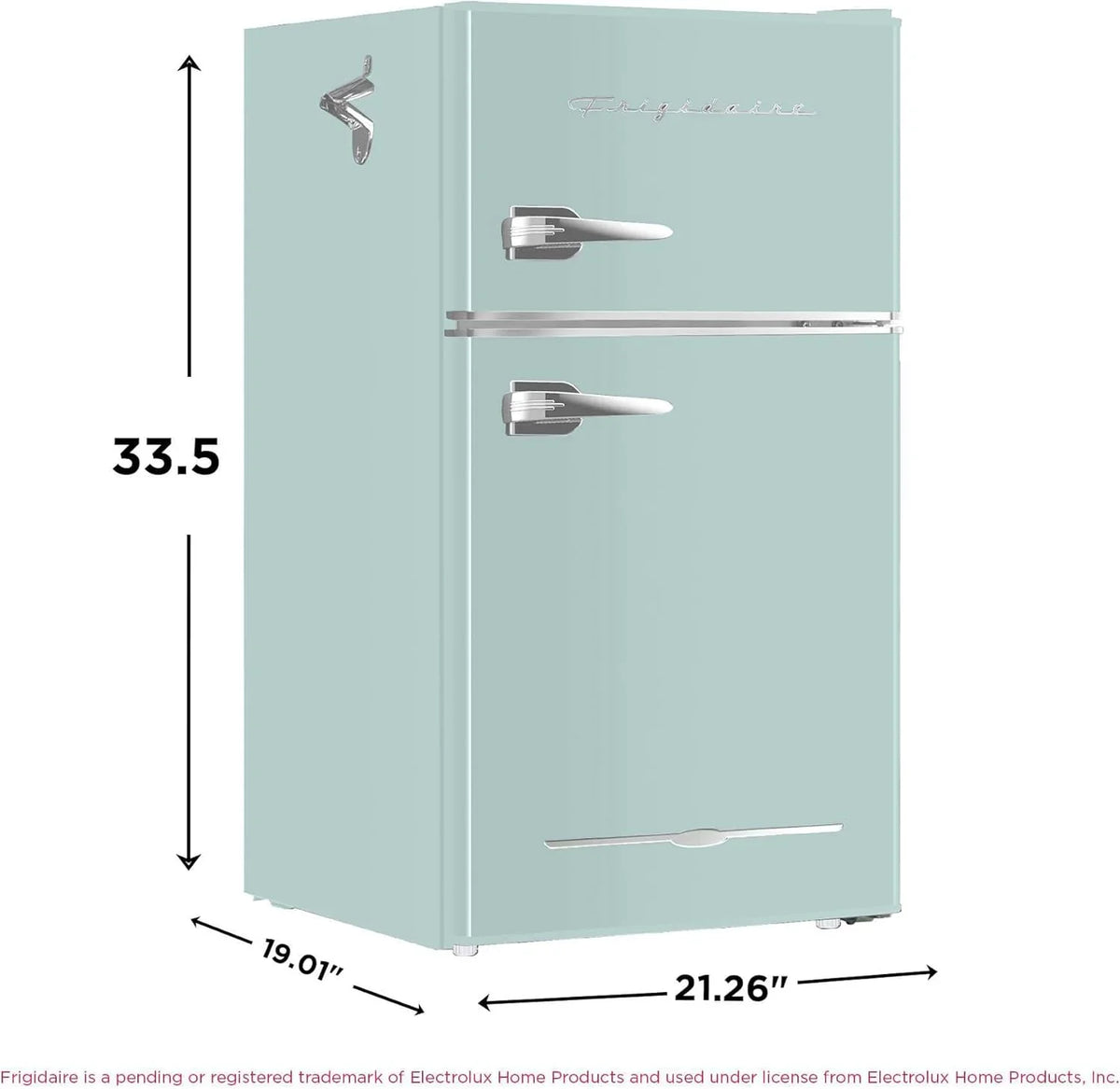 Frigidaire Retro Mini Fridge with Freezer & Side Bottle Opener-Small 2 Door Refrigerator for Office Bar or College Dorm Room-3.1 Cu Ft – 19”"D x 20.5" W x 33.5" H