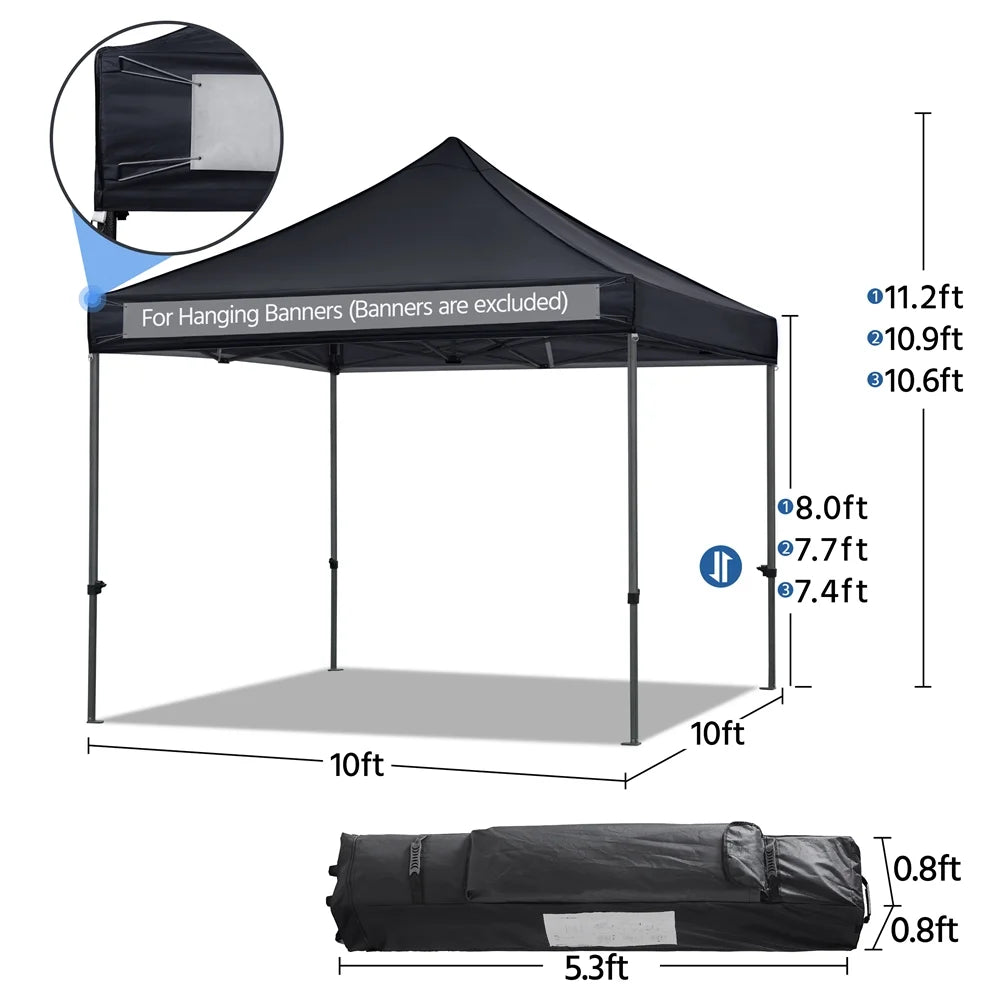 Alden Design Adjustable 10' x 10' Commercial Pop-up Canopy with Wheeled Carry Bag, Blue