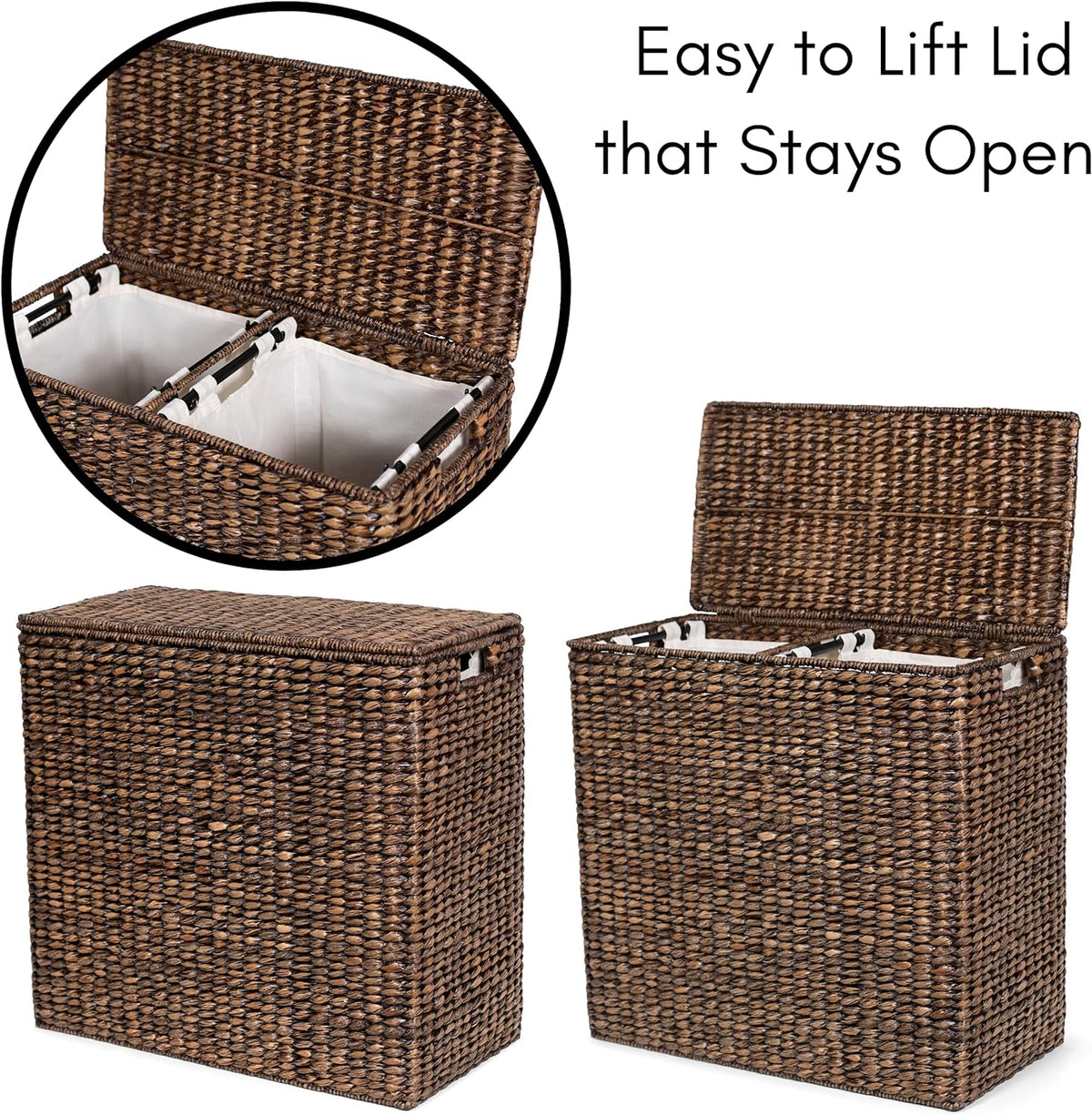 Extra large split gift basket with lining