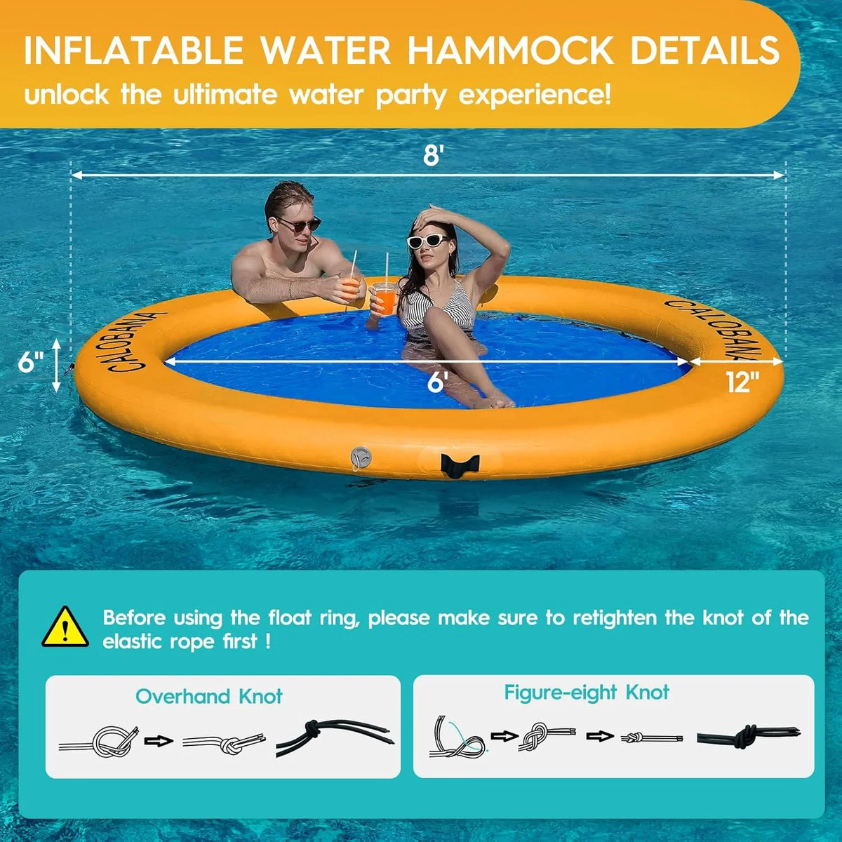 Round Floating Ring Hammock - Heavy Duty Inflatable Raft