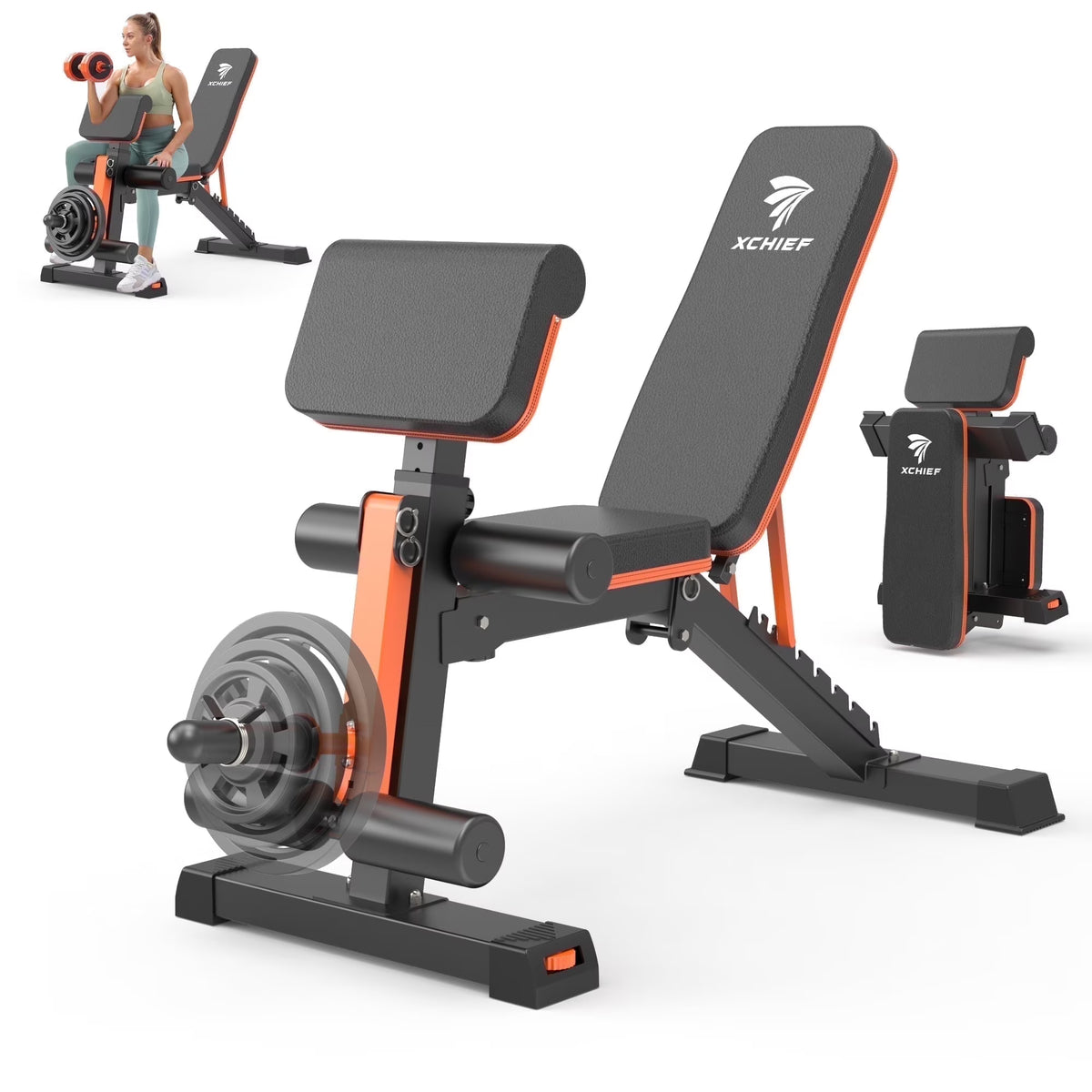 XCHIEF Adjustable Weight Bench - 1000 lbs Heavy Duty Foldable Workout Benchs Press with Leg Extension & Preacher Pad, Flat/Incline/Decline for Home Gym