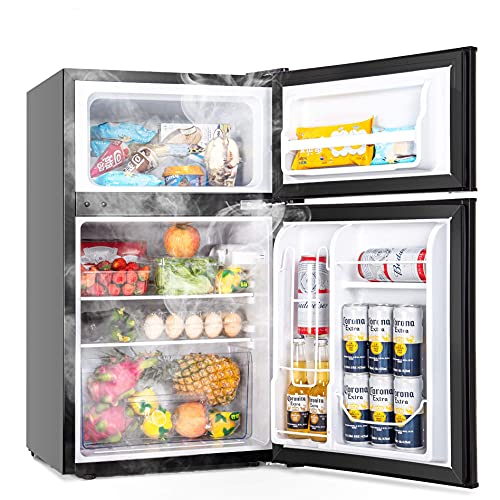 Euhomy Mini Fridge with Freezer, 3.2 Cu.Ft Mini Refrigerator with Freezer