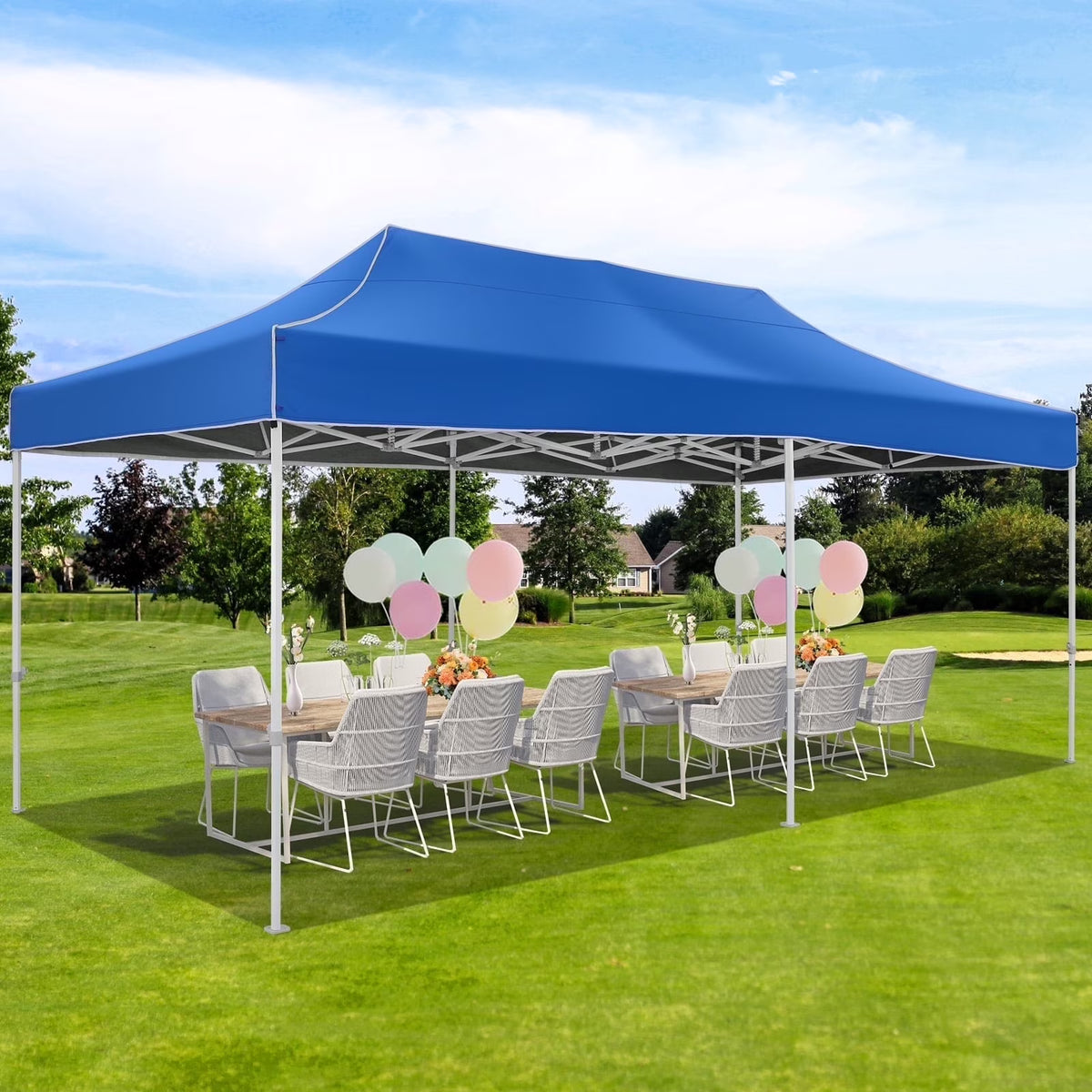 HOTEEL 10x15 Heavy Duty Canopy Tent ,Pop up Canopy for Parties Wedding,Commercial Easy up Gazebo with Roller Bag,UV 50+ &,White