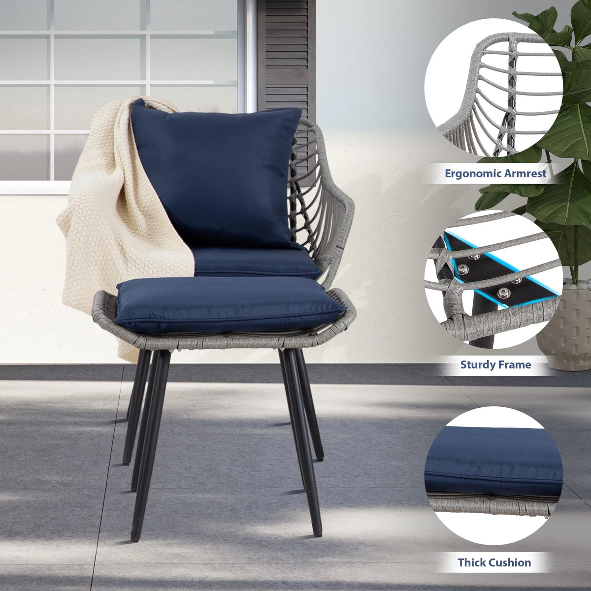 Ainfox 7 Pcs Outdoor Patio Furniture Sofa Set on Sale, Grey Rattan Grey Cushion