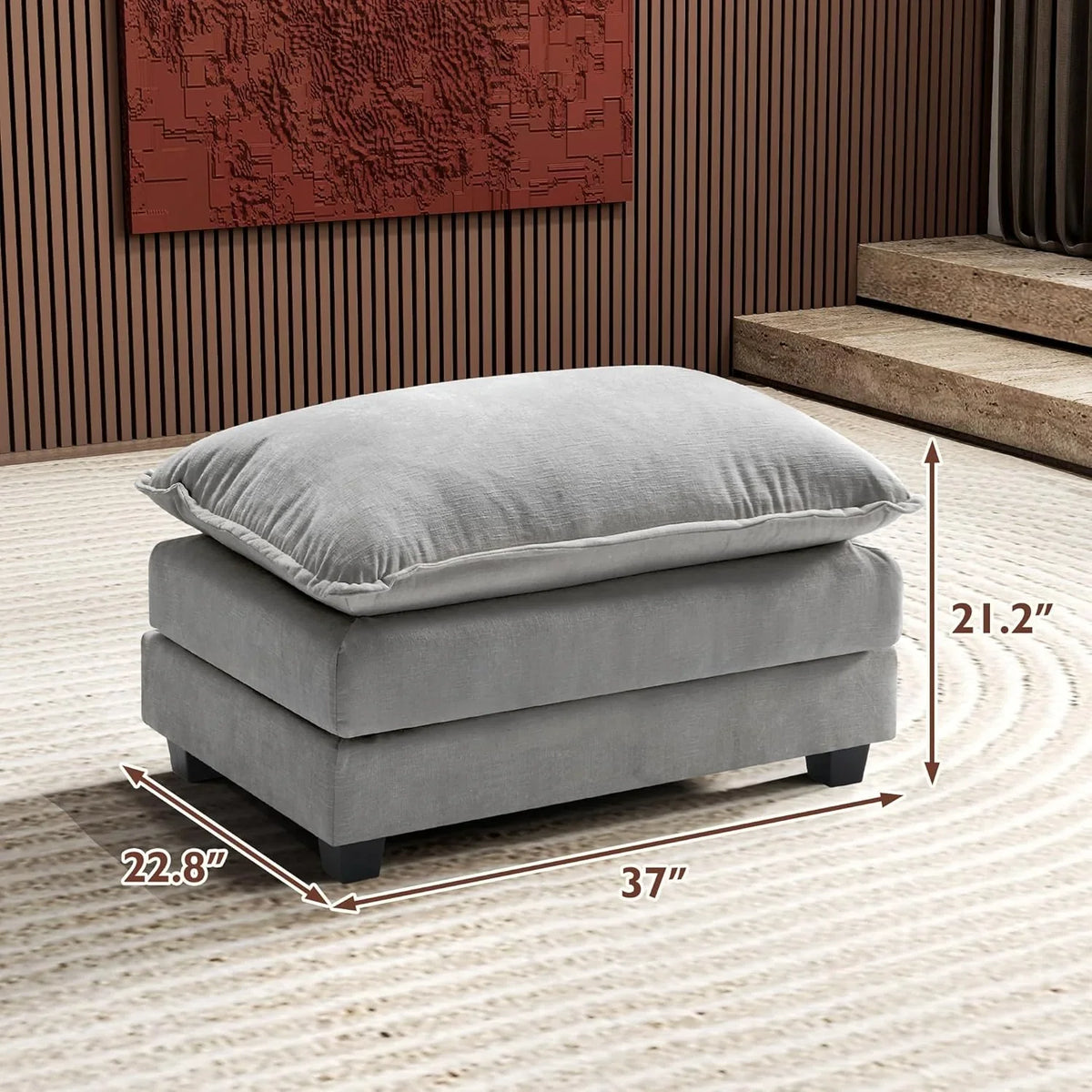Ihanherry 146" U-Shaped Modern Sofa Modular Sectional Cloud Couch with 2 Ottoman, 6-Seat Chenille Deep Seat Sofa with 6 Pillows for Living Room, Bedroom and Apartment, Grey
