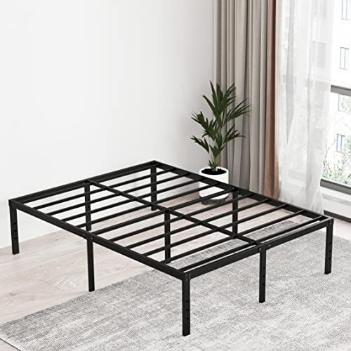 EMODA Queen Bed Frame No Box Spring Needed 18 Inch Heavy Duty Metal Tall Platform Bed Frame