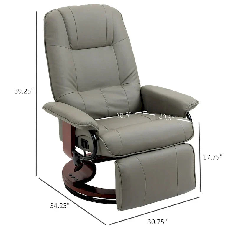 HomCom Faux Leather Adjustable Manual Swivel Base Recliner Chair with Comfortable and Relaxing Footrest