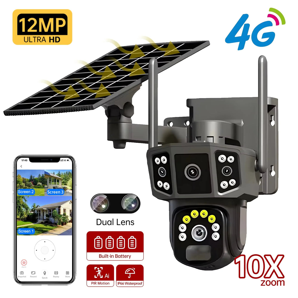 V41 4G 8MP Outdoor Solar Security Camera