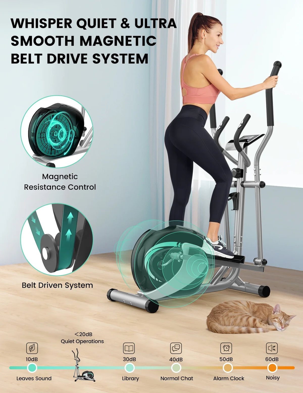 THERUN Ultra Quiet Magnetic Elliptical Trainer Exercise Machine