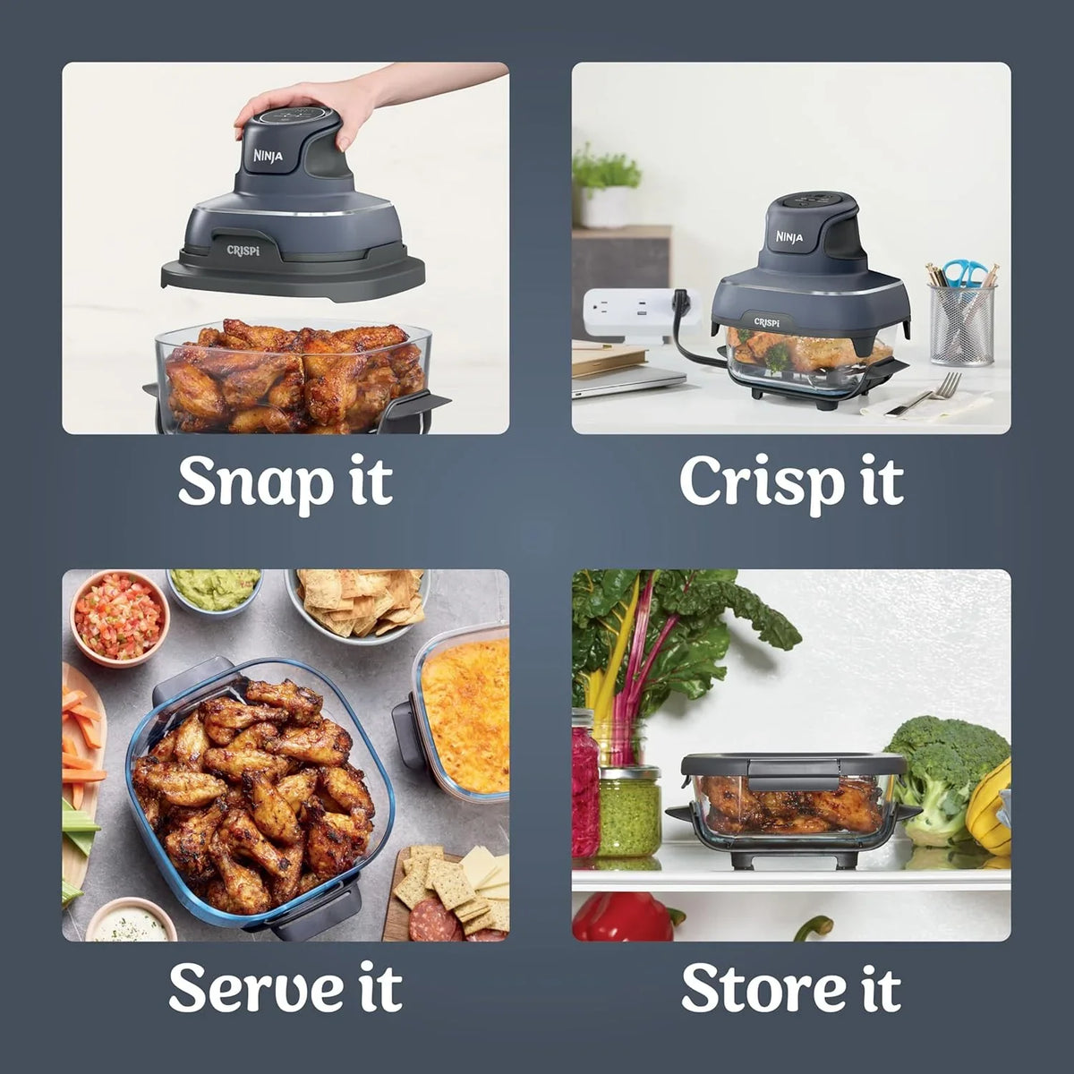 Ninja Crispi 4-in-1 Portable Glass Air Fryer Cooking System