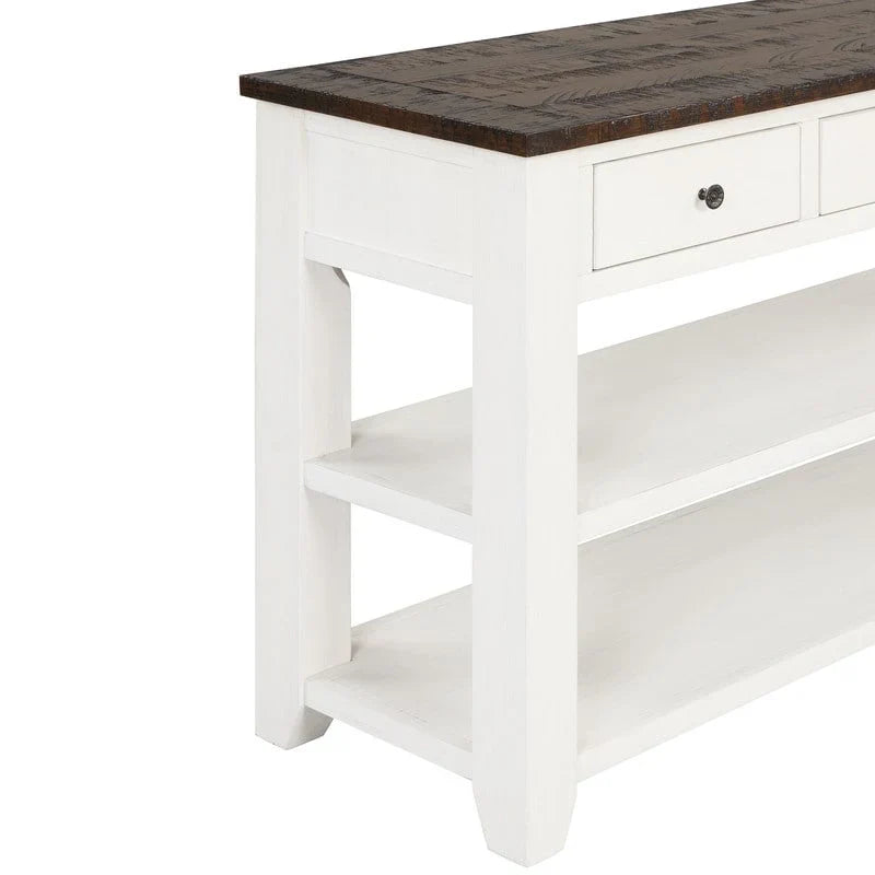 Wood Console Table with 3 Storage Drawers and 2 Shelves