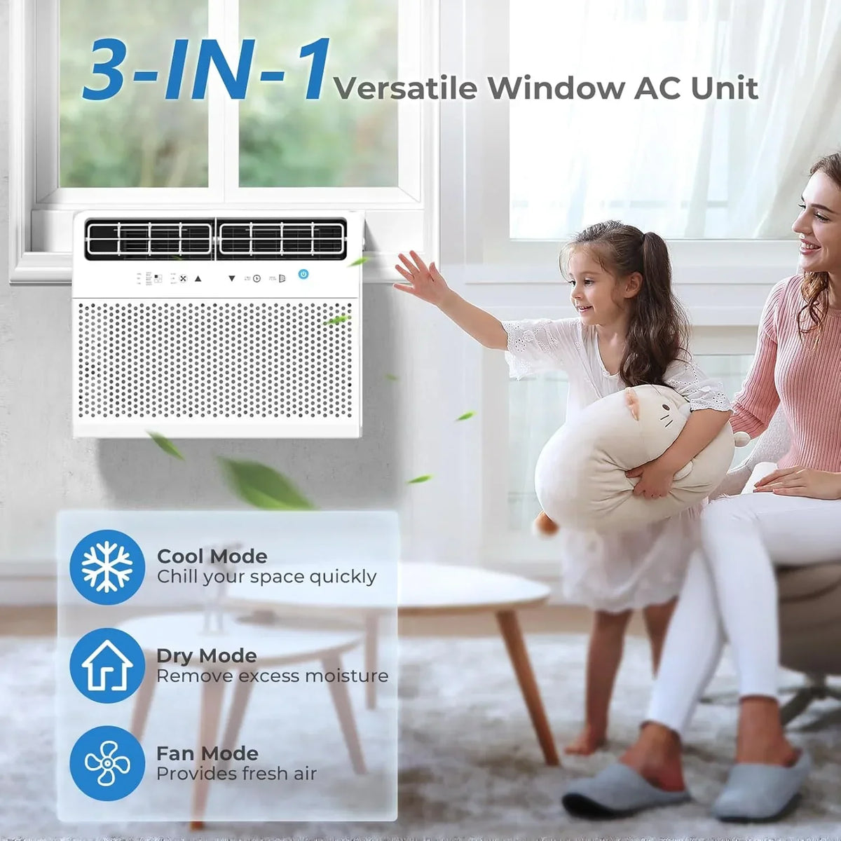 Antarctic Star U-Shaped Air Conditioner Window 12000BTU Ultra Quiet Window Air Conditioner Cools