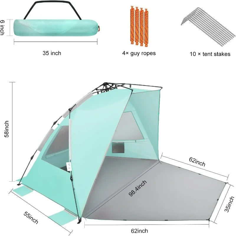Large Pop Up Beach Tent Sun Shelter for 5-6 Person Portable Sun Shade Instant Tent