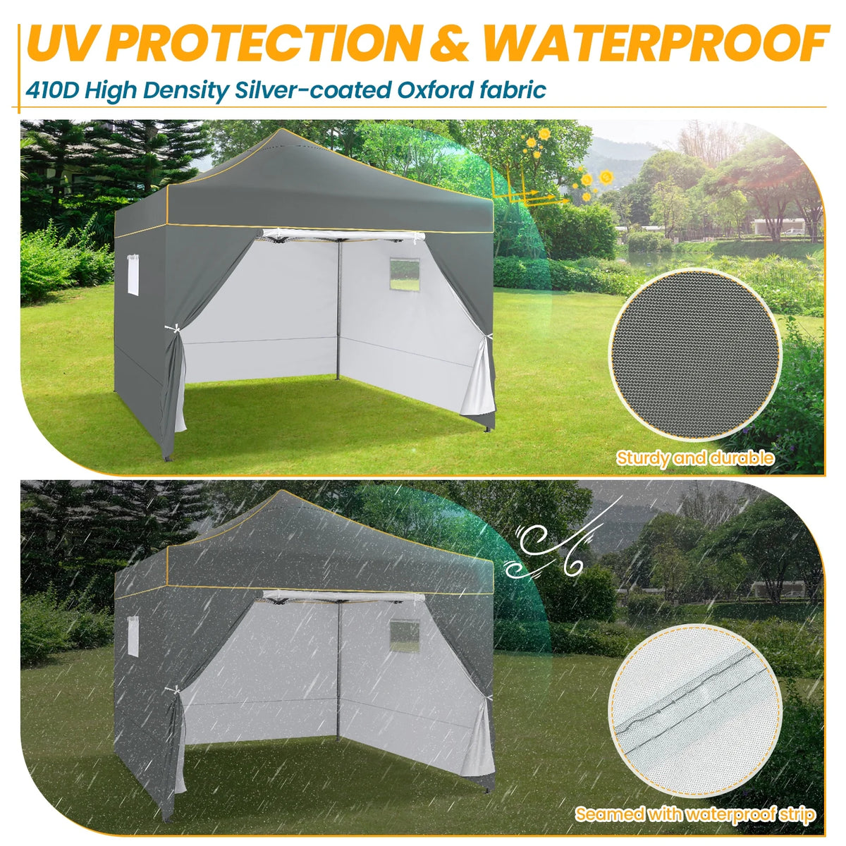 Hoteel 10x15 Heavy Duty Canopy Tent with 4 Sidewalls,Pop up Canopy for Parties Wedding,Commercial Easy up Gazebo with Roller Bag,UV 50+ &,Black