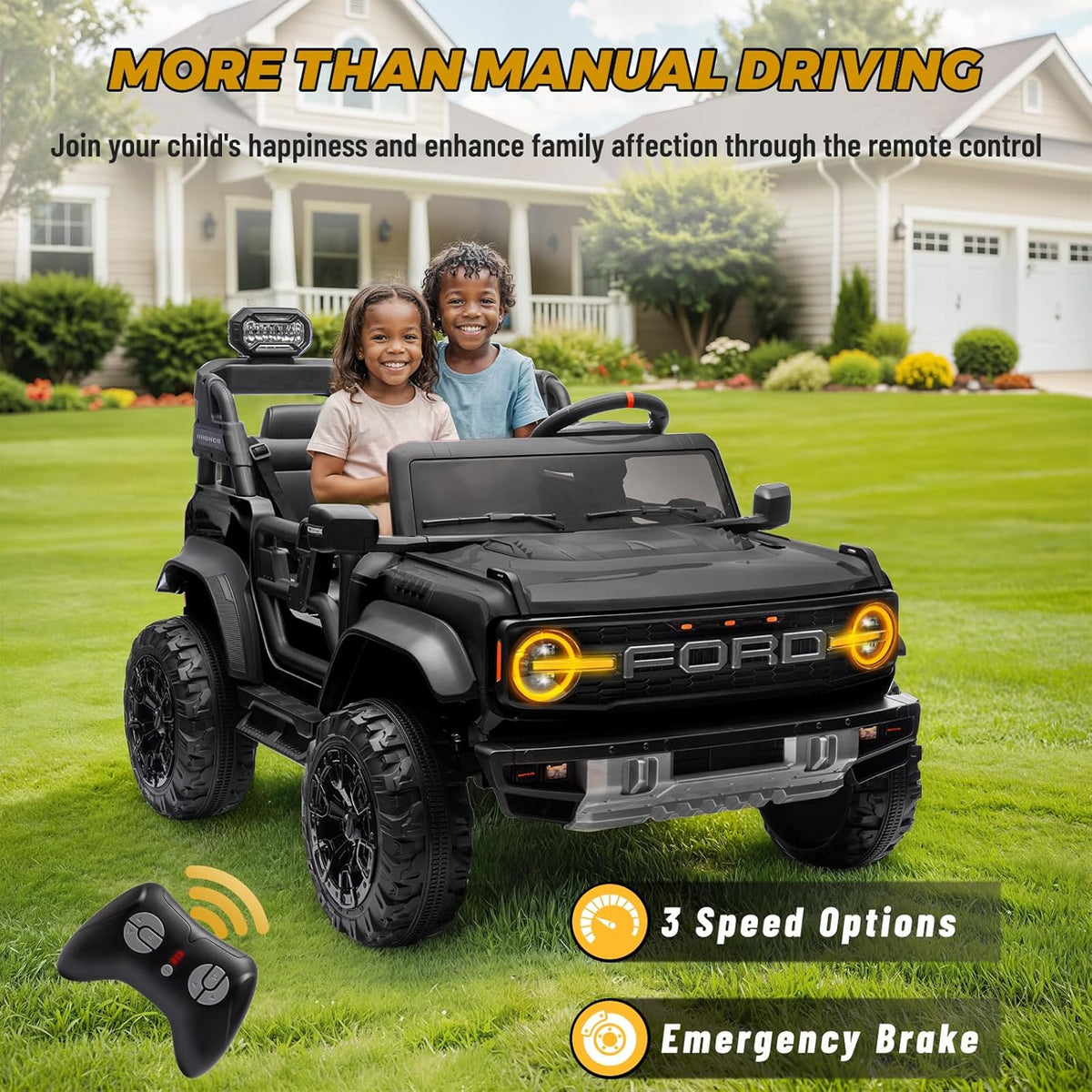 Bronco Raptor Two-Seater Ride-On Car Truck Toy Blue