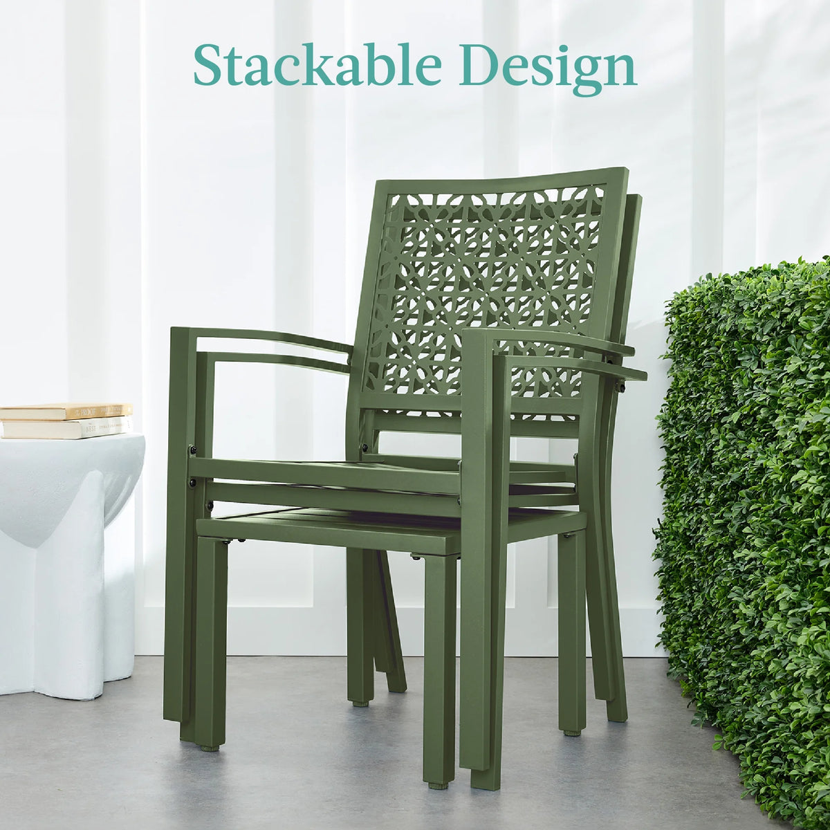 Best Choice Products 3-Piece Stackable Steel Outdoor Conversation Bistro Set, Patio Chat Furniture w/ 2 Chairs, Table- Black