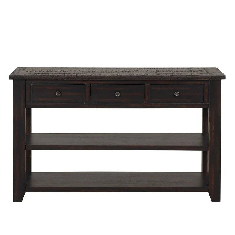 Wood Console Table with 3 Storage Drawers and 2 Shelves