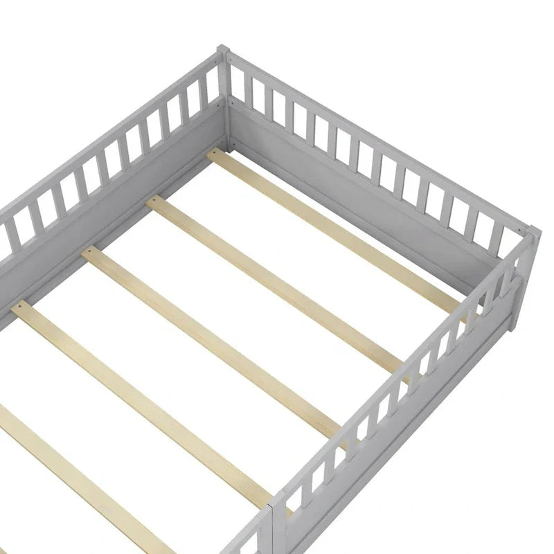 Montessori wooden children's floor bed with Support slat