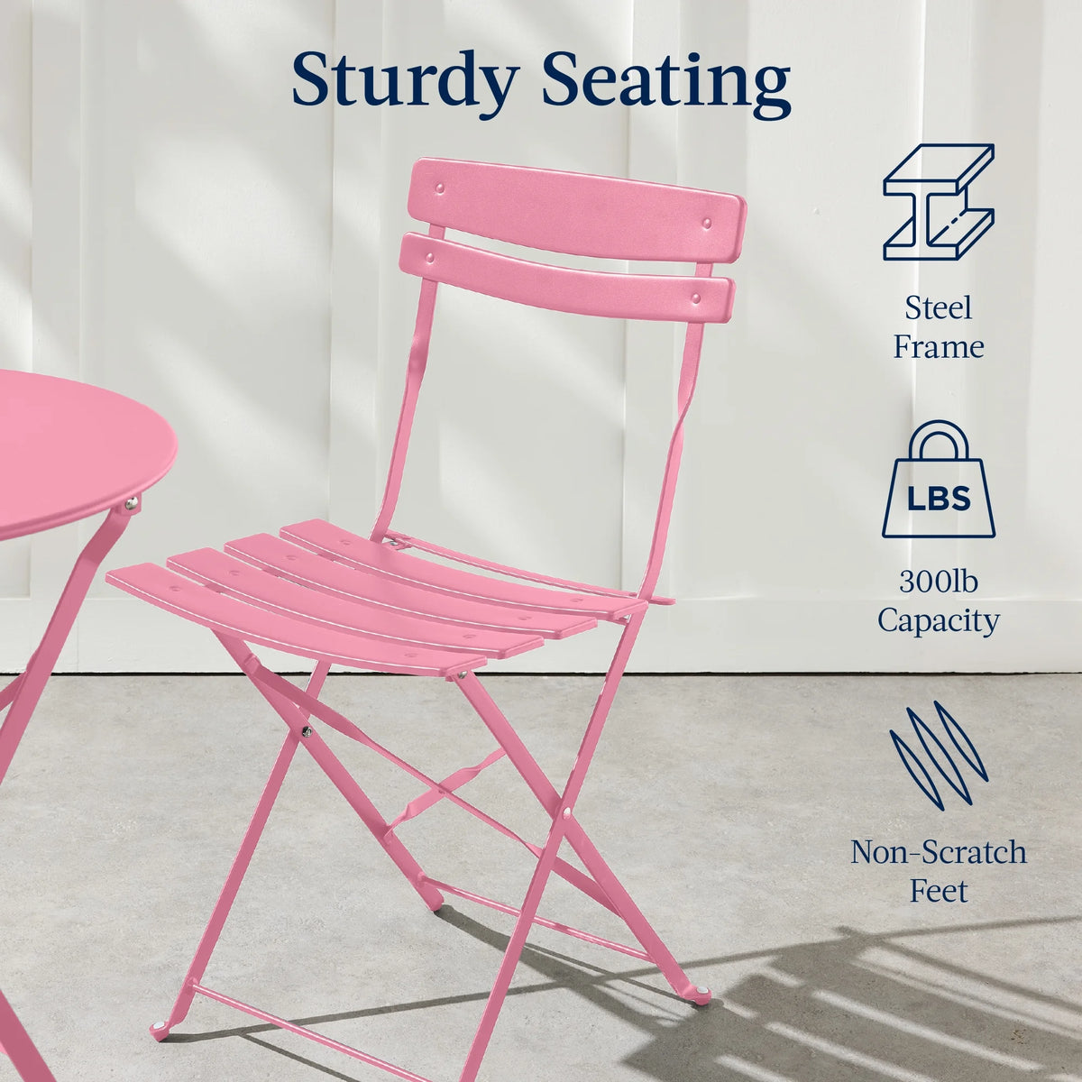 Best Choice Products 3-Piece Small Bistro Set, Folding Patio Furniture Set of 2 Chairs and Table - Black