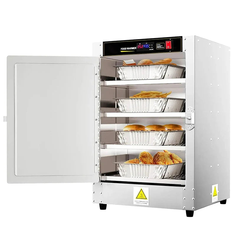 Hot Box Food Warmer, 16" x 16" x 24" with Water Tray, Four Disposable Serving Trays