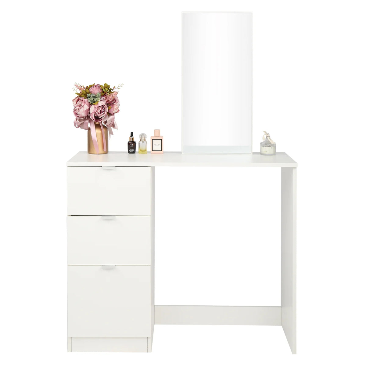 Ktaxon Vanity Set with 3 Color Lighted Mirror, Makeup Table with 6 Drawers, Dressing Table Makeup Desk with Stool, White