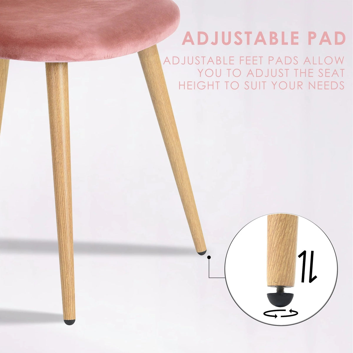 Homy Casa Velvet Upholstered Dining Chairs Set of 2 with Backrest for Kitchen, Rose