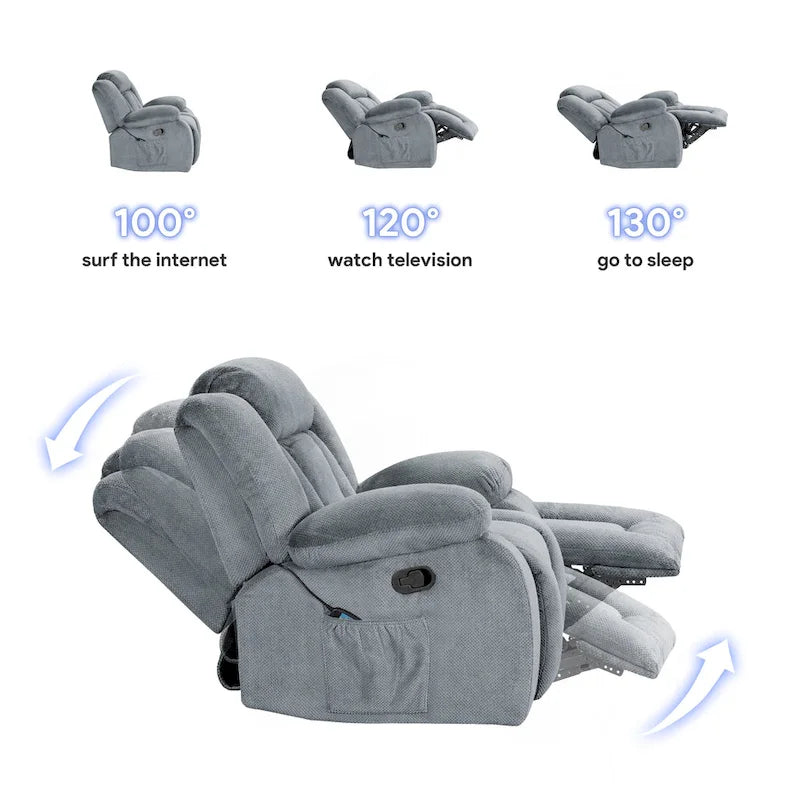 Super Comfortable Standard Size Heating and Massage Recliner Chair
