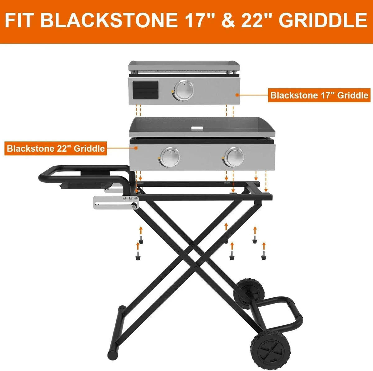 22"/17" Grill - Heavy-Duty Foldable Cart