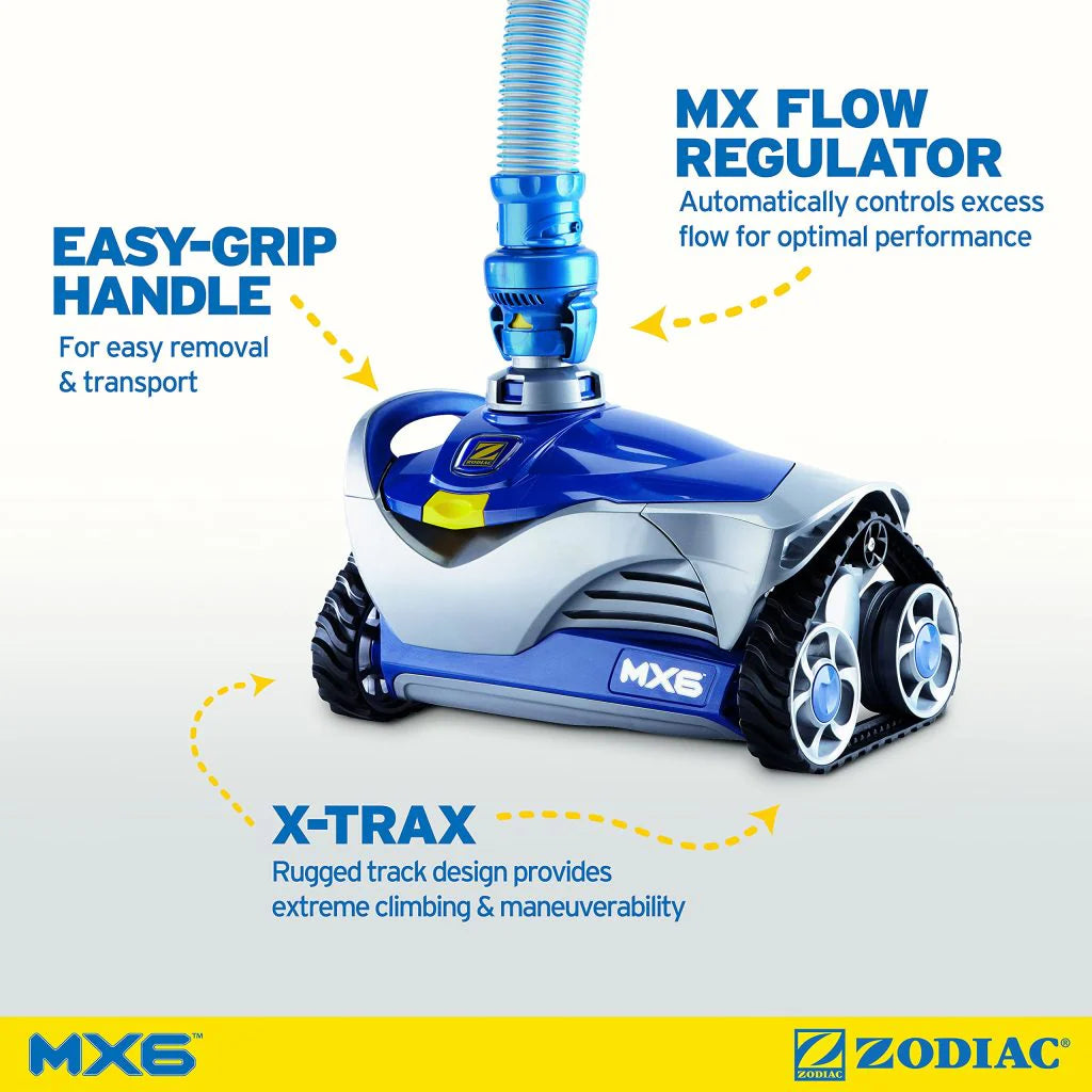 Zodiac MX6 Elite Automatic Suction Pool Cleaner for In-ground Pools, Energy-Efficient, Wall Climbing, Cyclonic Turbine