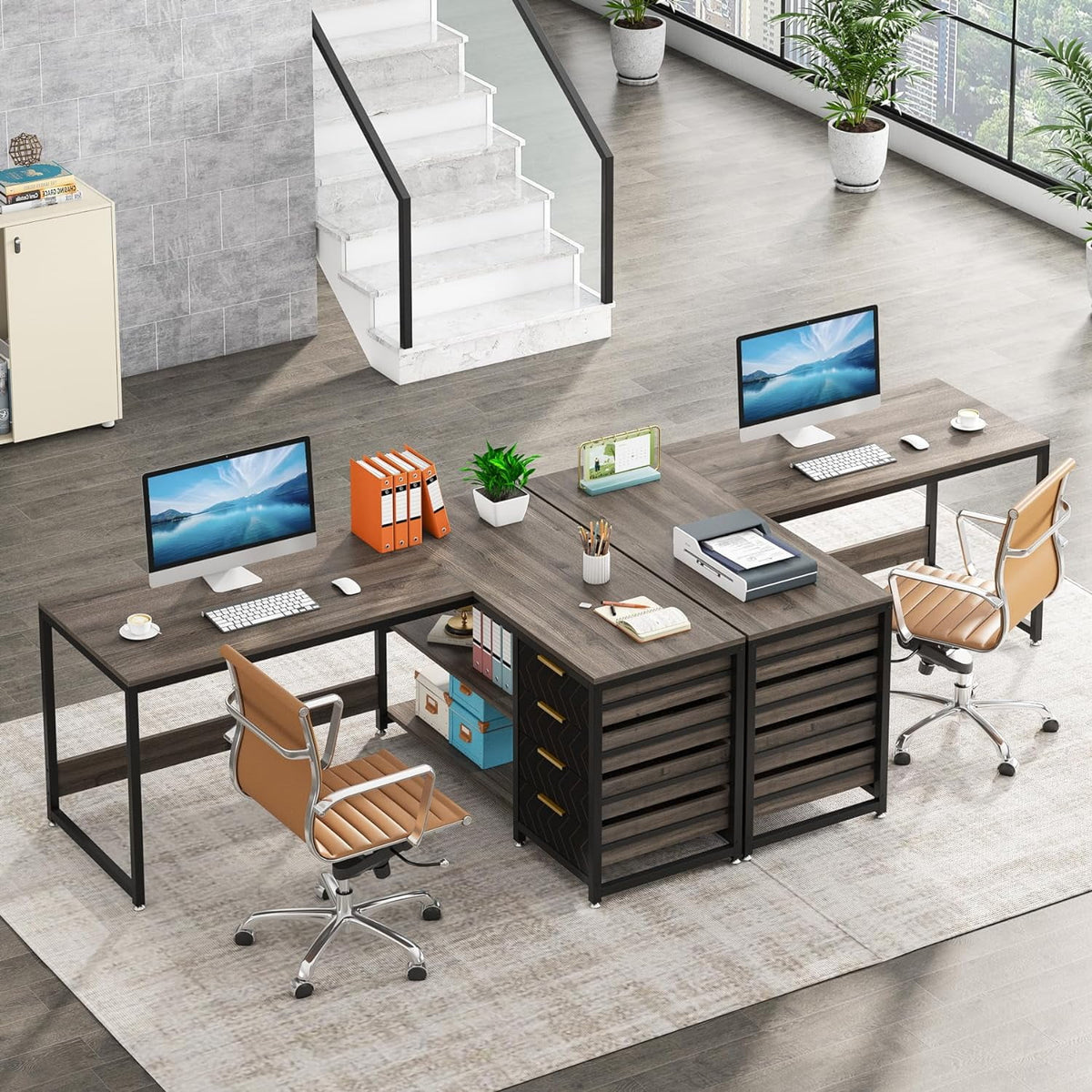 Tribesigns 59" L-Shaped Office Desk, Modern Reversible Computer Study Desk for Home Office, White