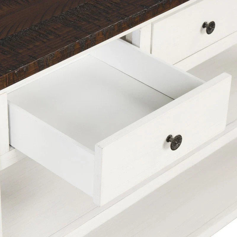 Wood Console Table with 3 Storage Drawers and 2 Shelves