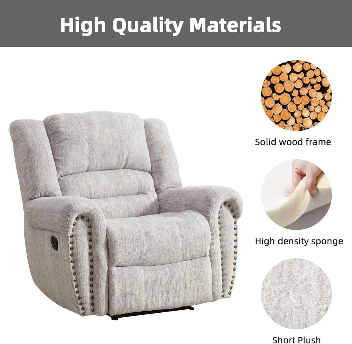 CANMOV Leather Recliner Chair, Classic and Traditional Manual Recliner Chair with Comfortable Arms and Back Single Sofa for Living Room, Nut Brown