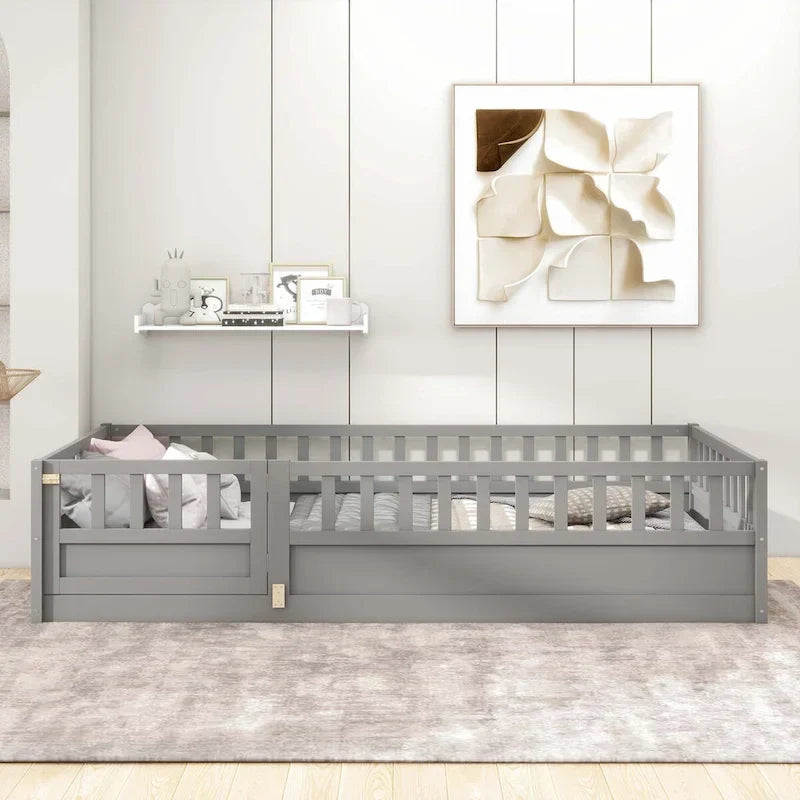 Montessori wooden children's floor bed with Support slat