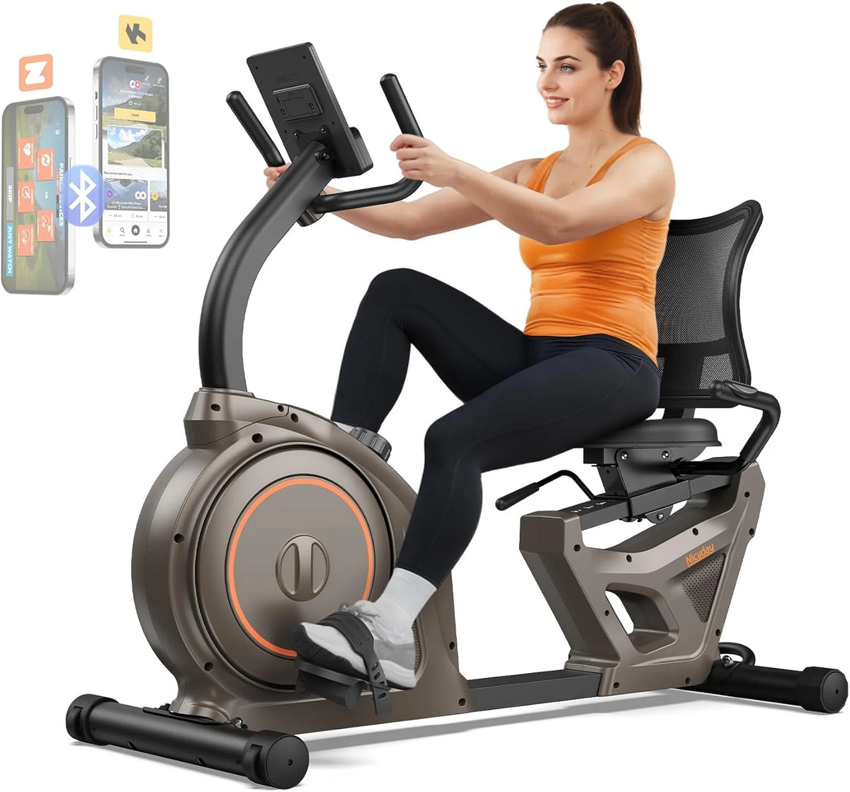 Niceday Recumbent Exercise Bike 400lbs App LCD Heart Monitor