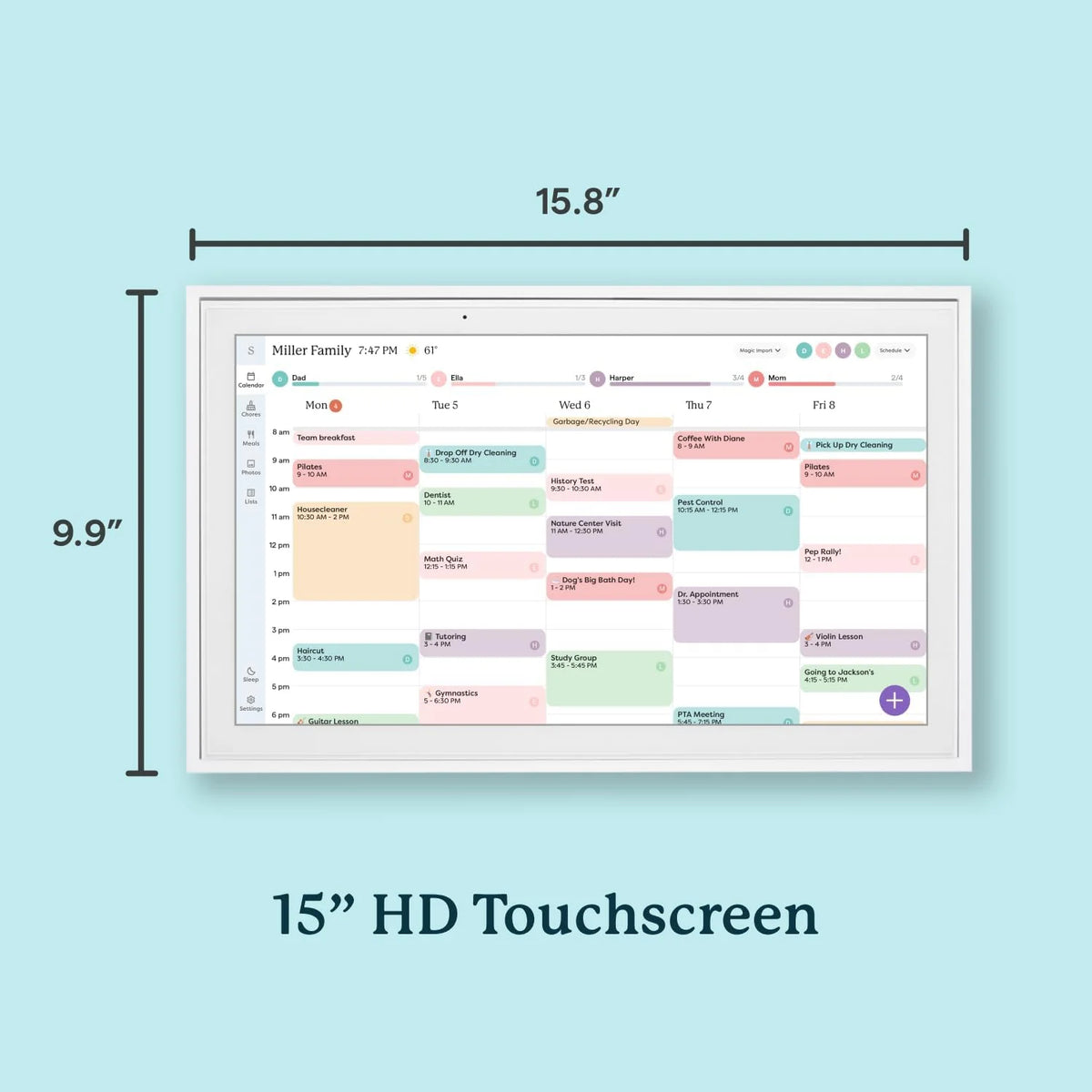 15-Inch Digital Wall Planner & Chore Chart 2025