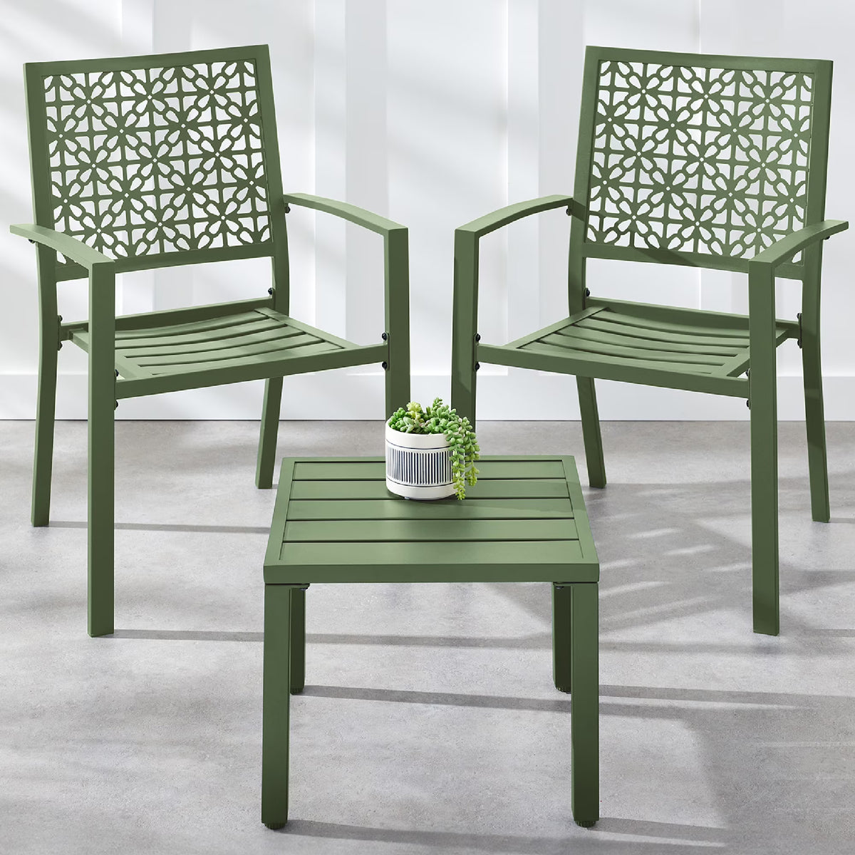 Best Choice Products 3-Piece Stackable Steel Outdoor Conversation Bistro Set, Patio Chat Furniture w/ 2 Chairs, Table- Black