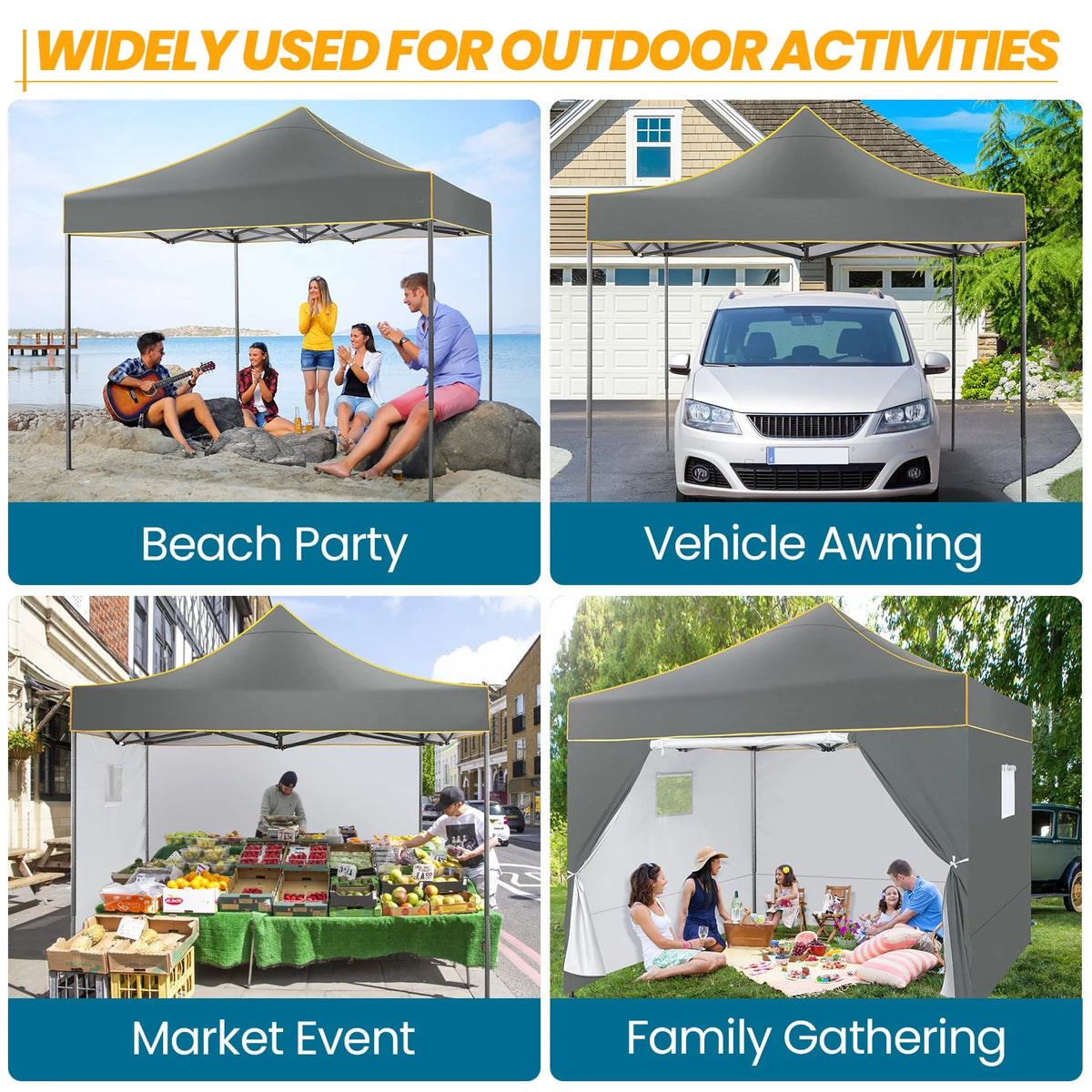 Hoteel 10x15 Heavy Duty Canopy Tent with 4 Sidewalls,Pop up Canopy for Parties Wedding,Commercial Easy up Gazebo with Roller Bag,UV 50+ &,Black