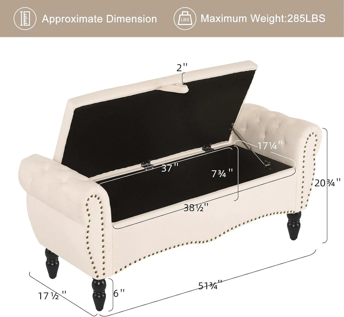 Furniliving Modern Storage Ottoman Bench, Sherpa Ottoman End of Bed Bench with Solid Wood Legs Upholstered Ottoman Benches with Storage Indoor Bench for Living Room with Rolled Arm, Entryway, White
