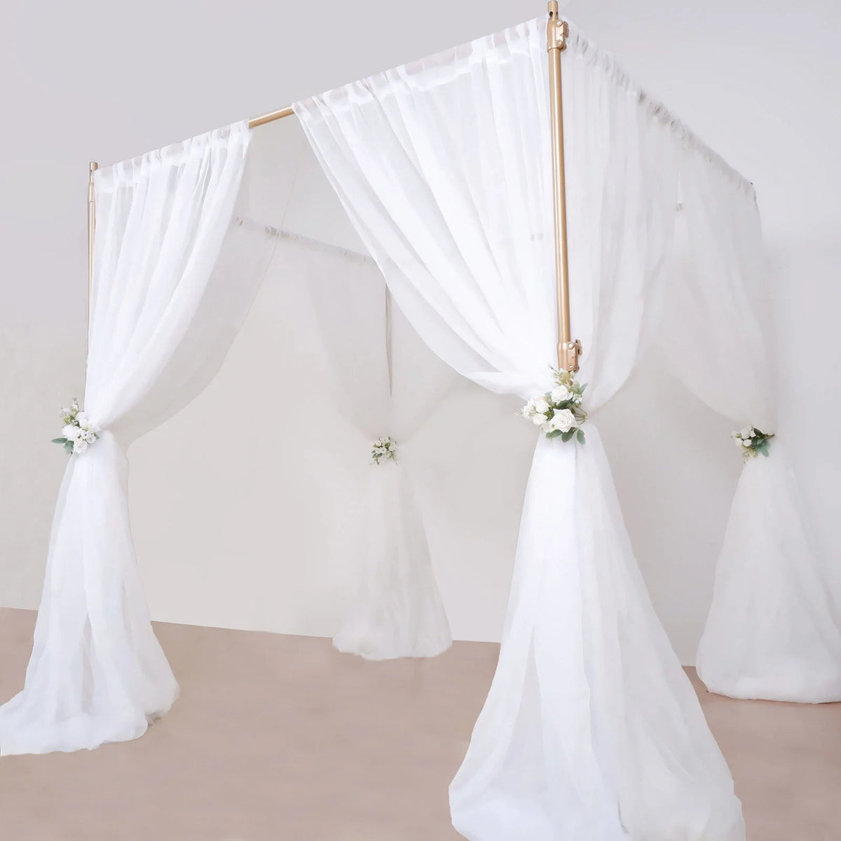 Efavormart 10ft | 4 Post Gold Metal DIY Photography Backdrop Stand, Wedding Arch Canopy Tent
