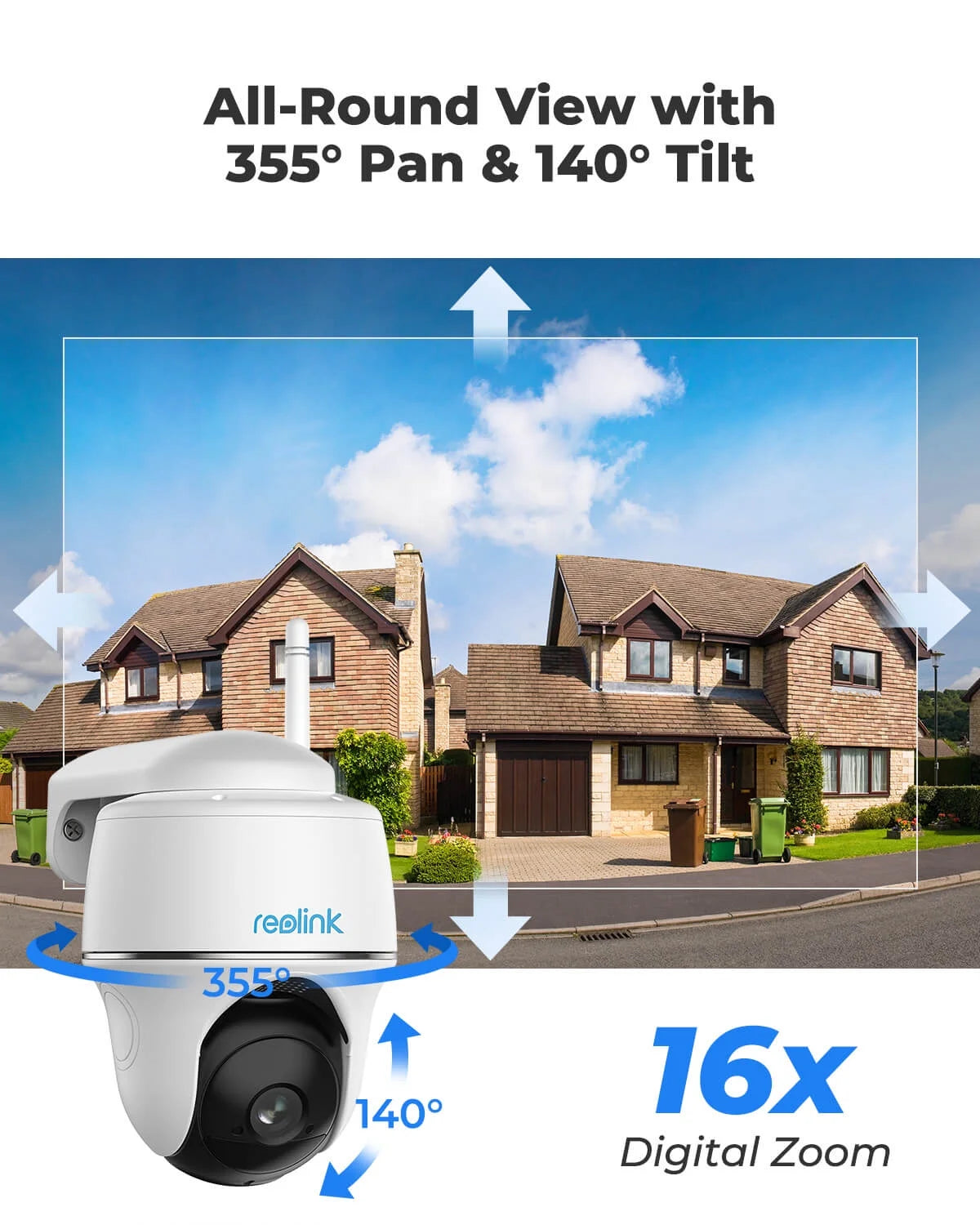 Reolink Argus 5MP PT Outdoor Wireless Battery Wifi Security Camera Night Vision 2-Way Talk Add Solar