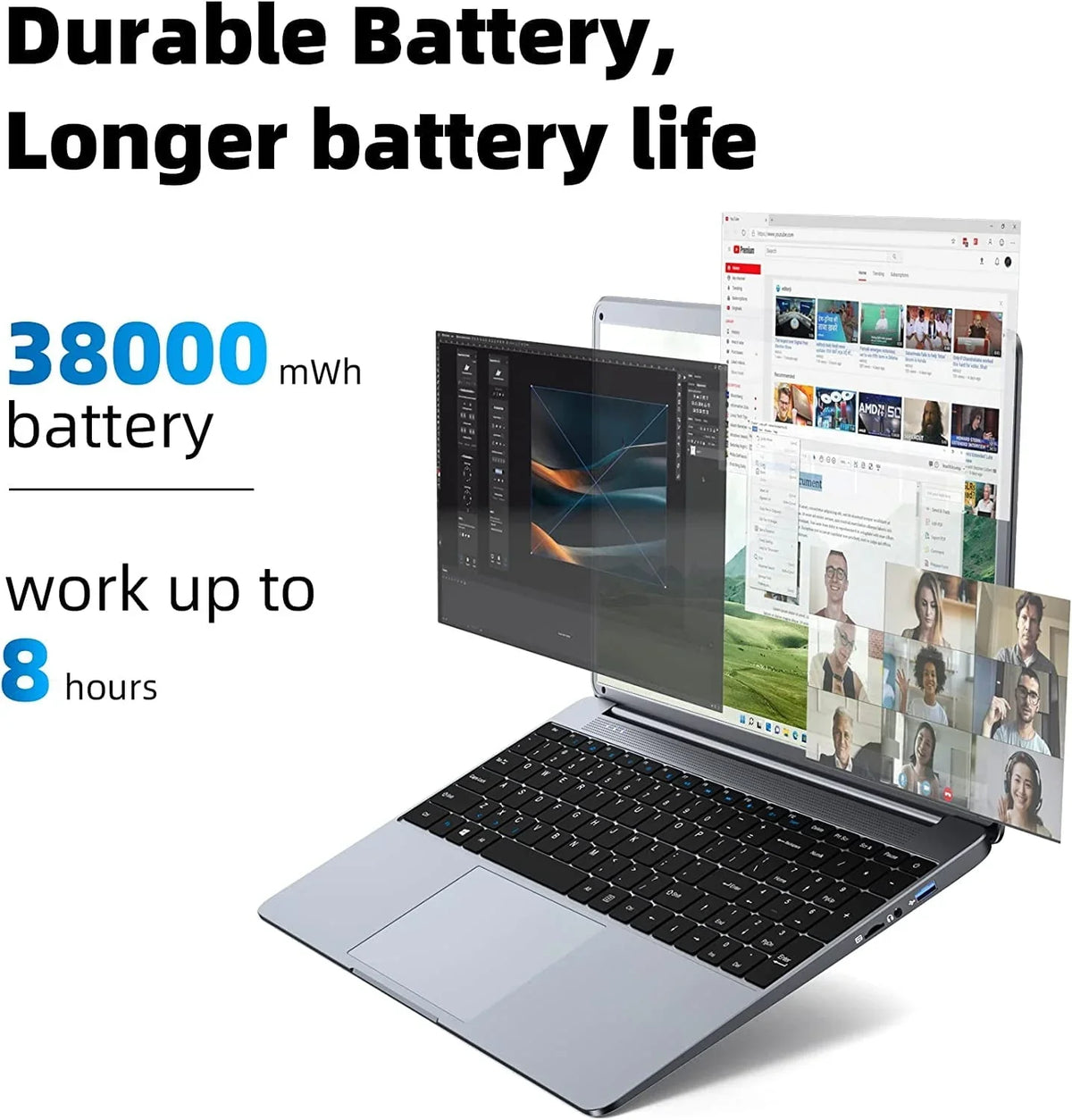 SGIN 15.6inch Laptop 12GB DDR4 512GB SSD Windows 11 with Intel Celeron N5095A Full HD 1920x1080