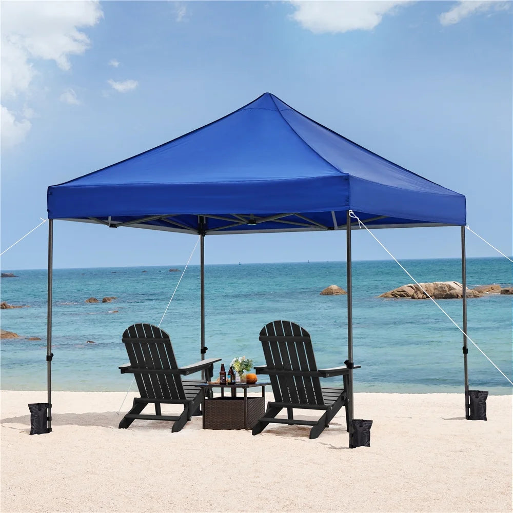 Alden Design Adjustable 10' x 10' Commercial Pop-up Canopy with Wheeled Carry Bag, Blue