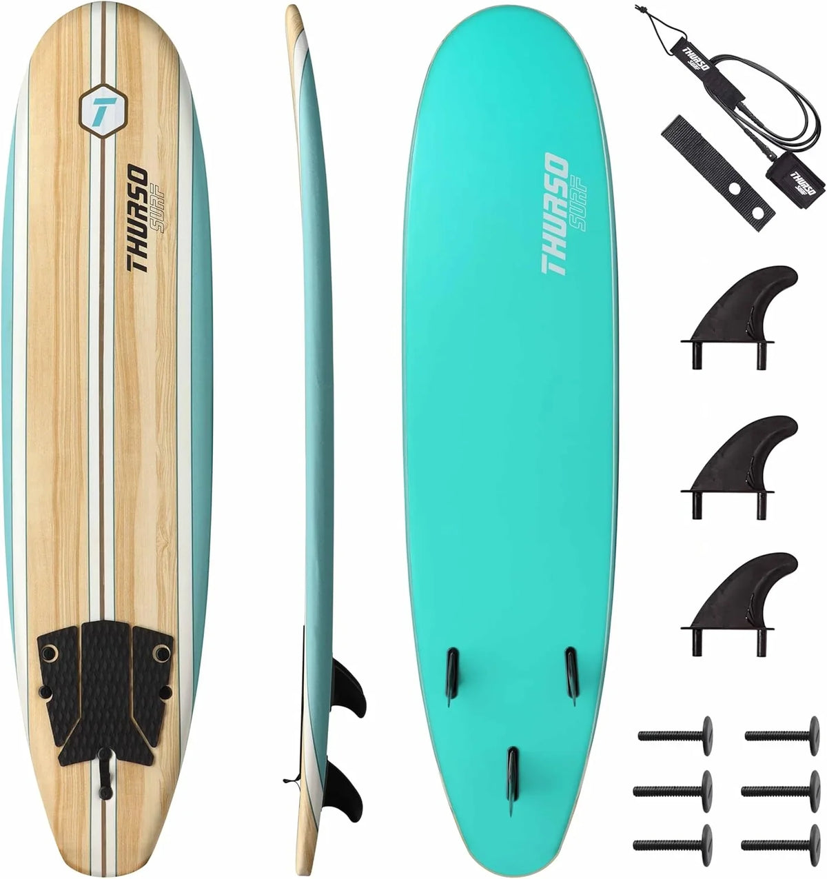 Thurso Surf 7/8 ft Soft Top Foam Beginner Surfboard for Adults and Kids Perfect Longboard for Surfing Beach Fun and Water Sports Lightweight and Durable Modern Design for All Levels of Surfers