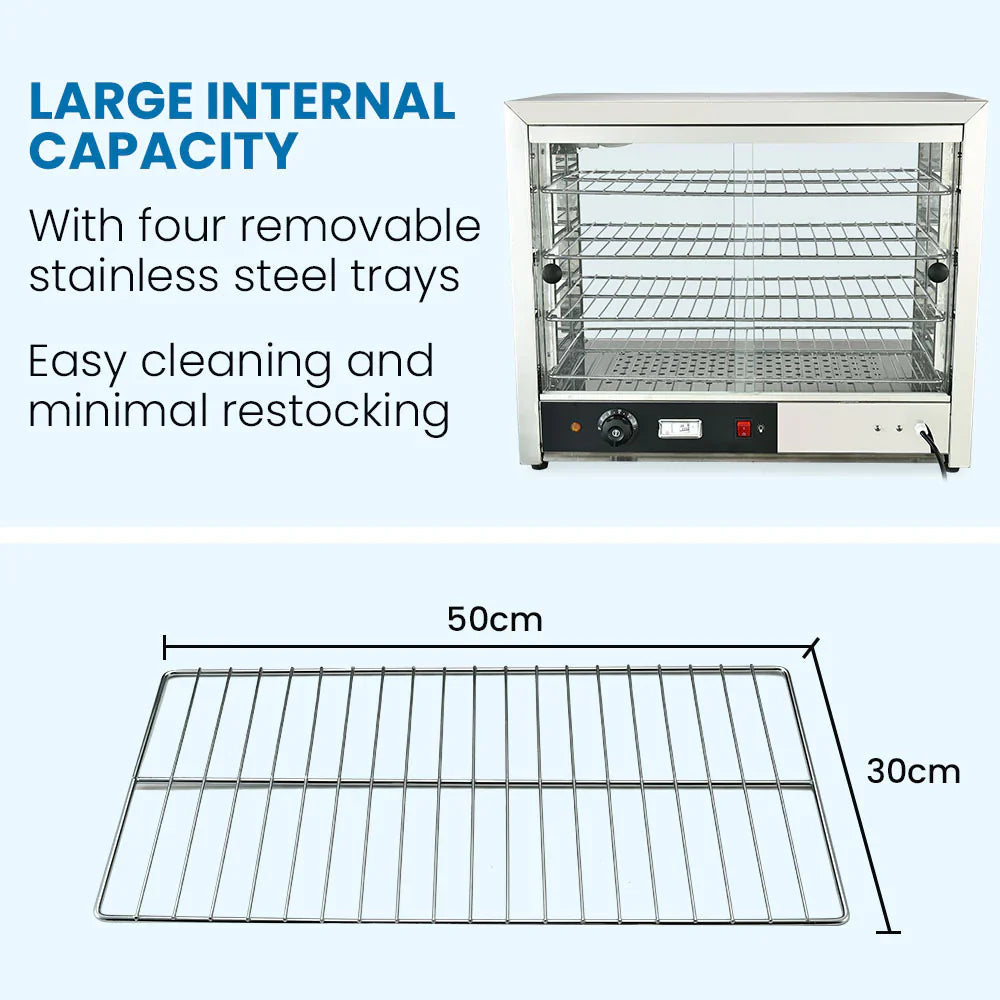 EUROCHEF Electric Food Warmer Display, 1000W, 4-Tier Stainless Steel